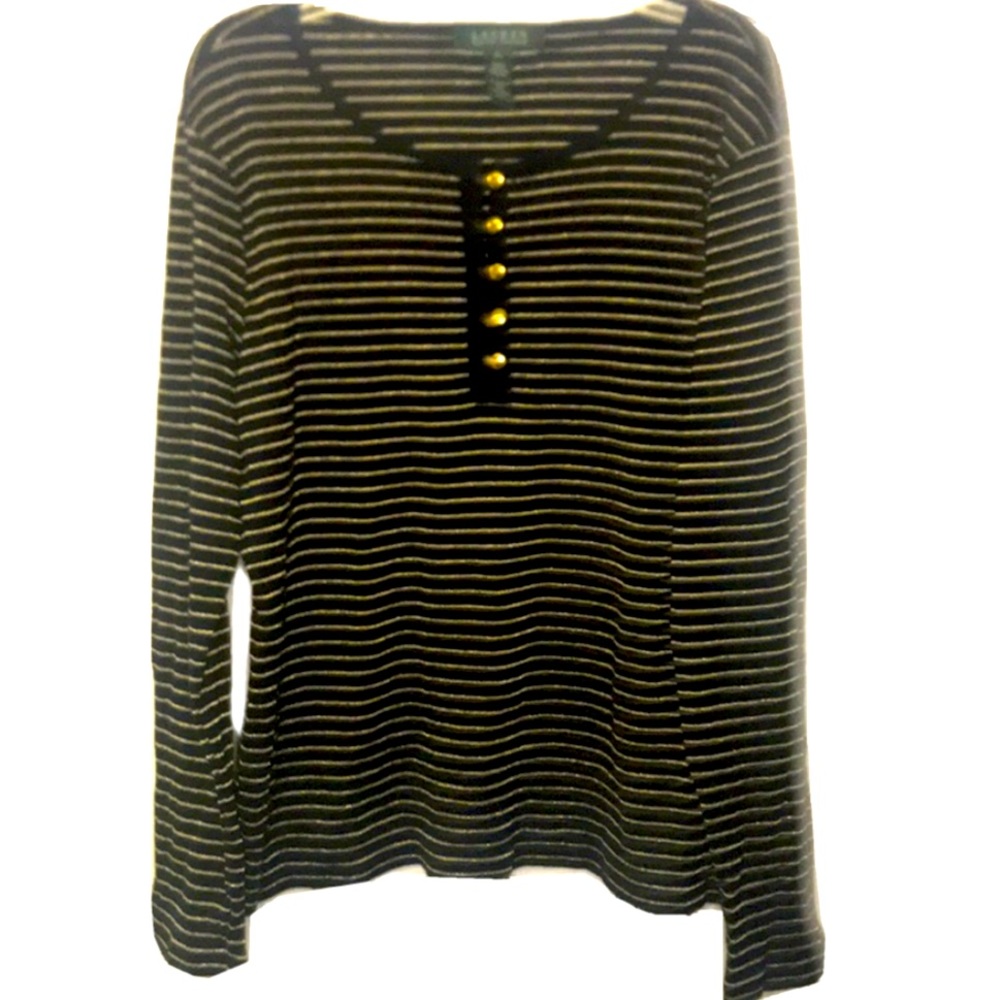 Ralph Lauren XL Women Metallic Striped Long sleeve